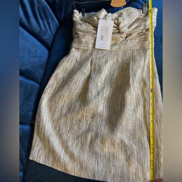 Tibi Gold Metallic Strapless Mini Cocktail Dress. NWT - Picture 4 of 4
